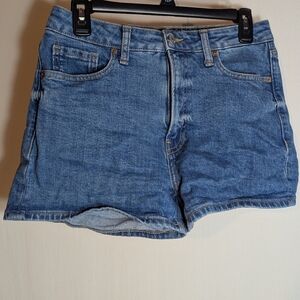Old Navy O.G. Short High Rise Denim Medium Wash Jean Shorts Summer Zip Up 8 M
